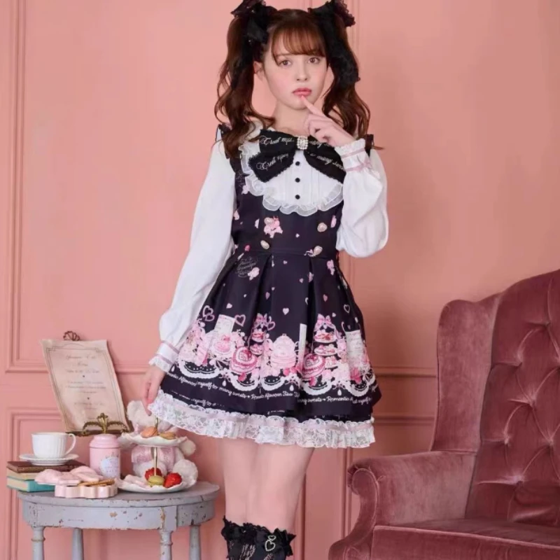 Coffee Tea Weight Loss - Japonês kawaii strass arco vestido conjunto